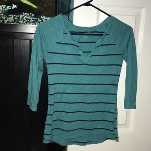 Teal Shirt with Black Stripes